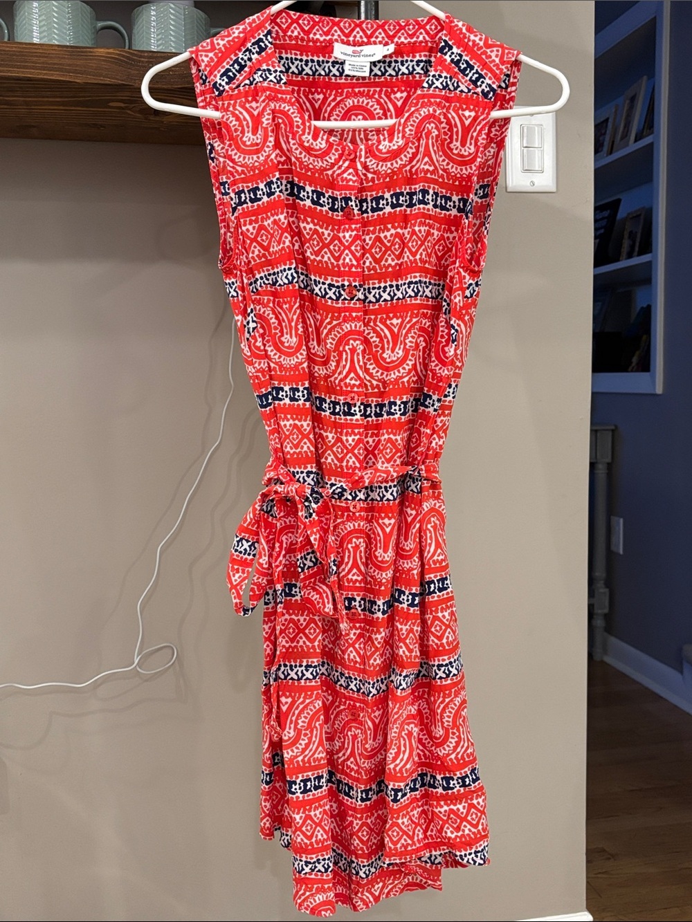 Vineyard Vines Silk Blend Sleeveless Tie Waist Dress | Size 4